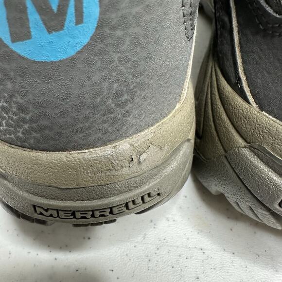 Merrell Boots Girls 5M Youth Hilltop Mid Quick Close Grey Waterproof Hiking Shoe - Picture 6 of 9